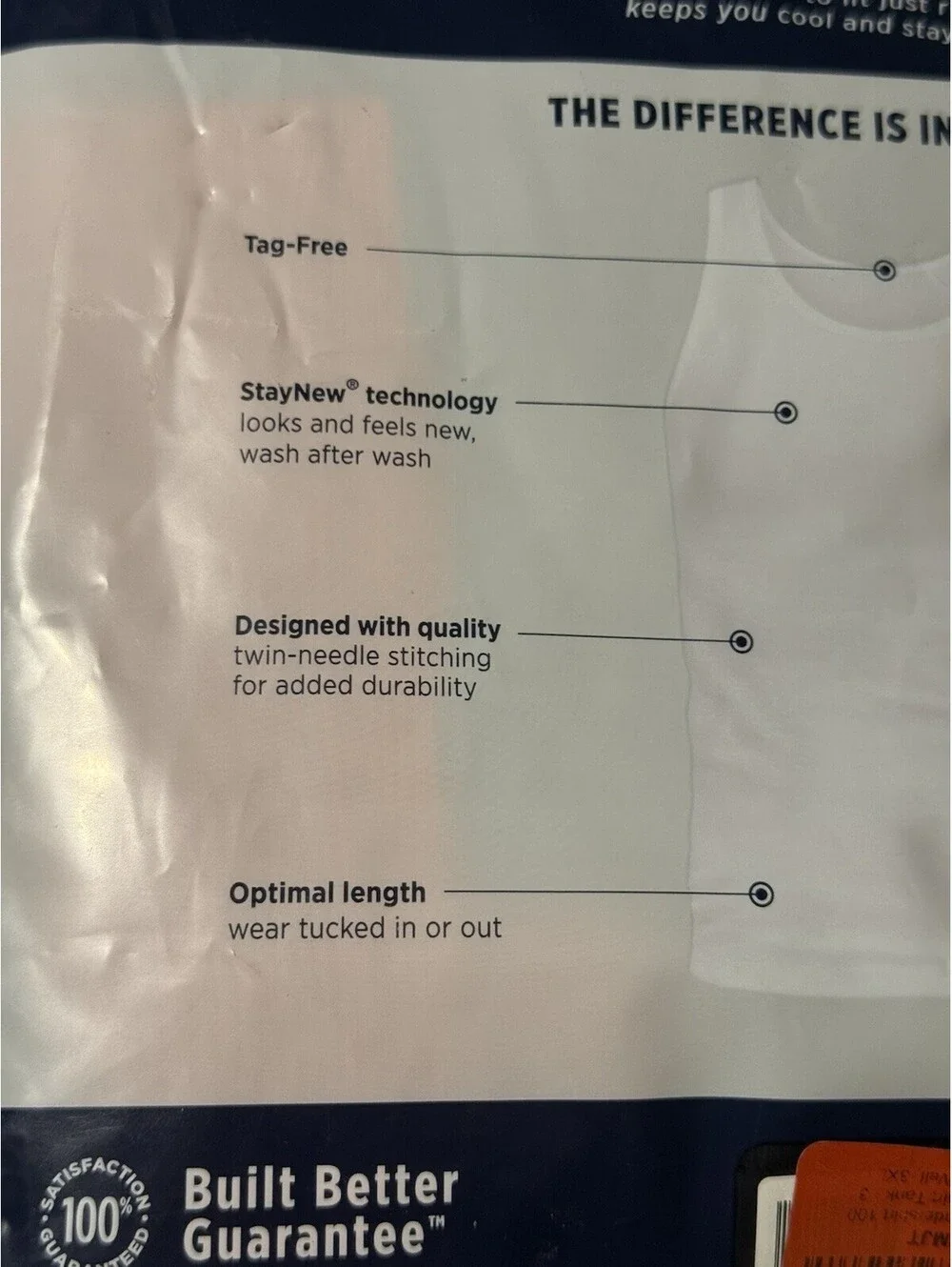 Jockey 3XL Big Man 100% Cotton Tanks 3 Pack New! Blue, Navy And Coral Colors